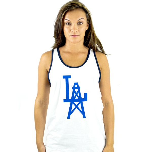 Image of OILA White & Navy Tank